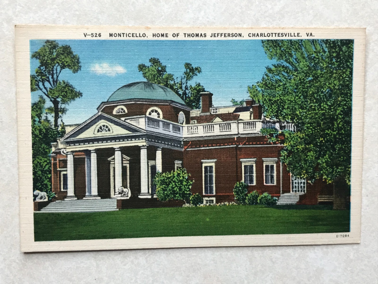 P1853 Vintage Postcard Monticello Home Of Thomas Jefferson Charlottesville VA