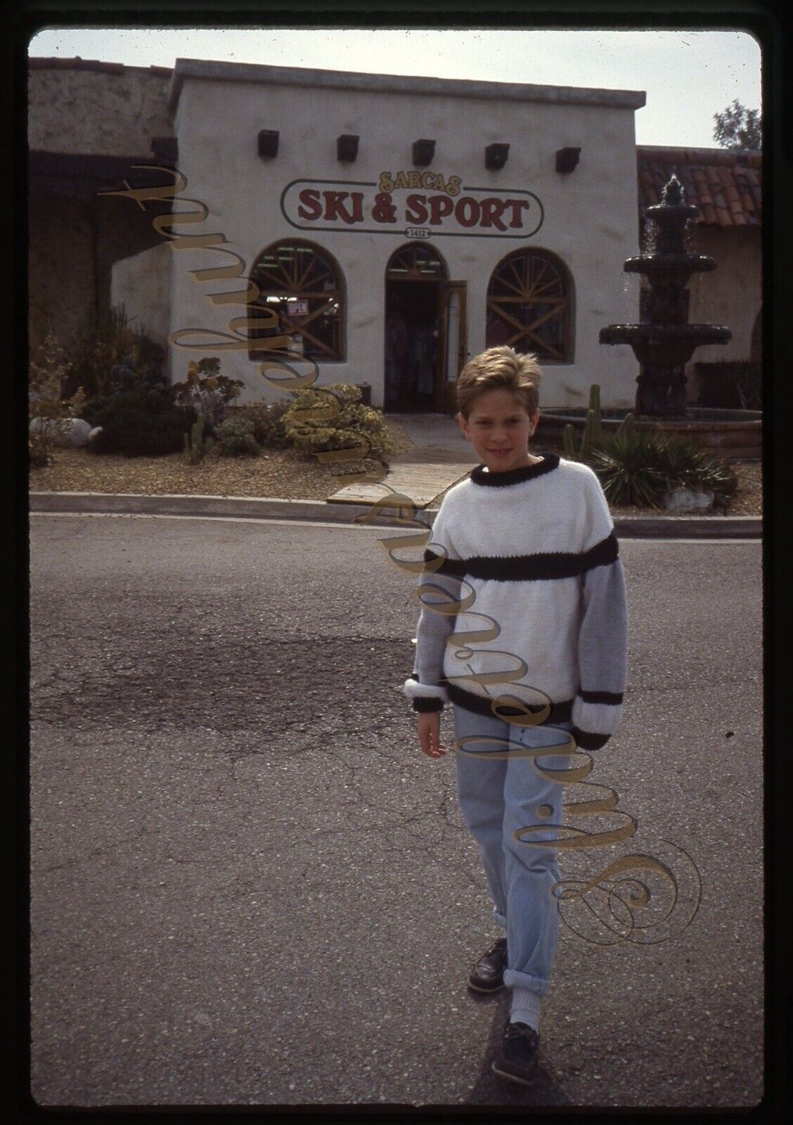 La Verne California Sarcas Ski Sport Store Boy Fashion Jeans 35mm Slide 1980s