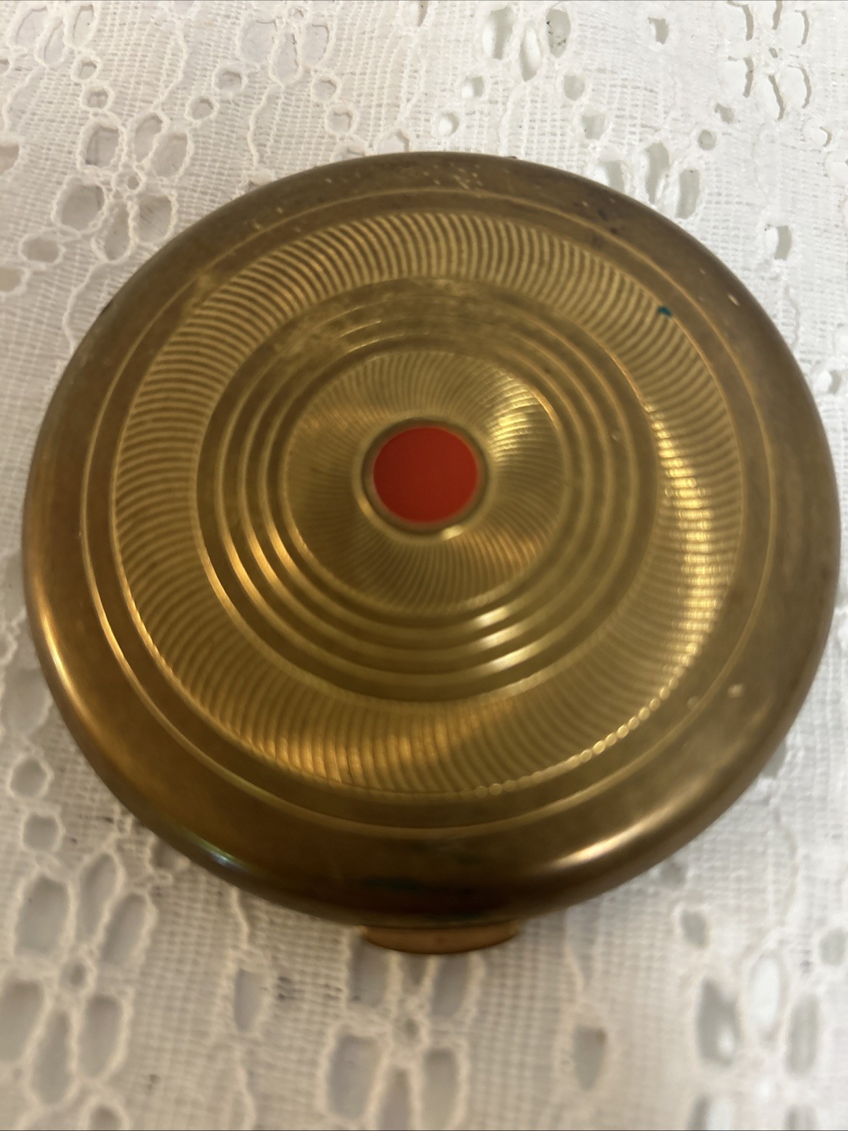 VTG Coty Air Spun Red Dot Metal Compact Mirror Powder Paris NY Original Sponge