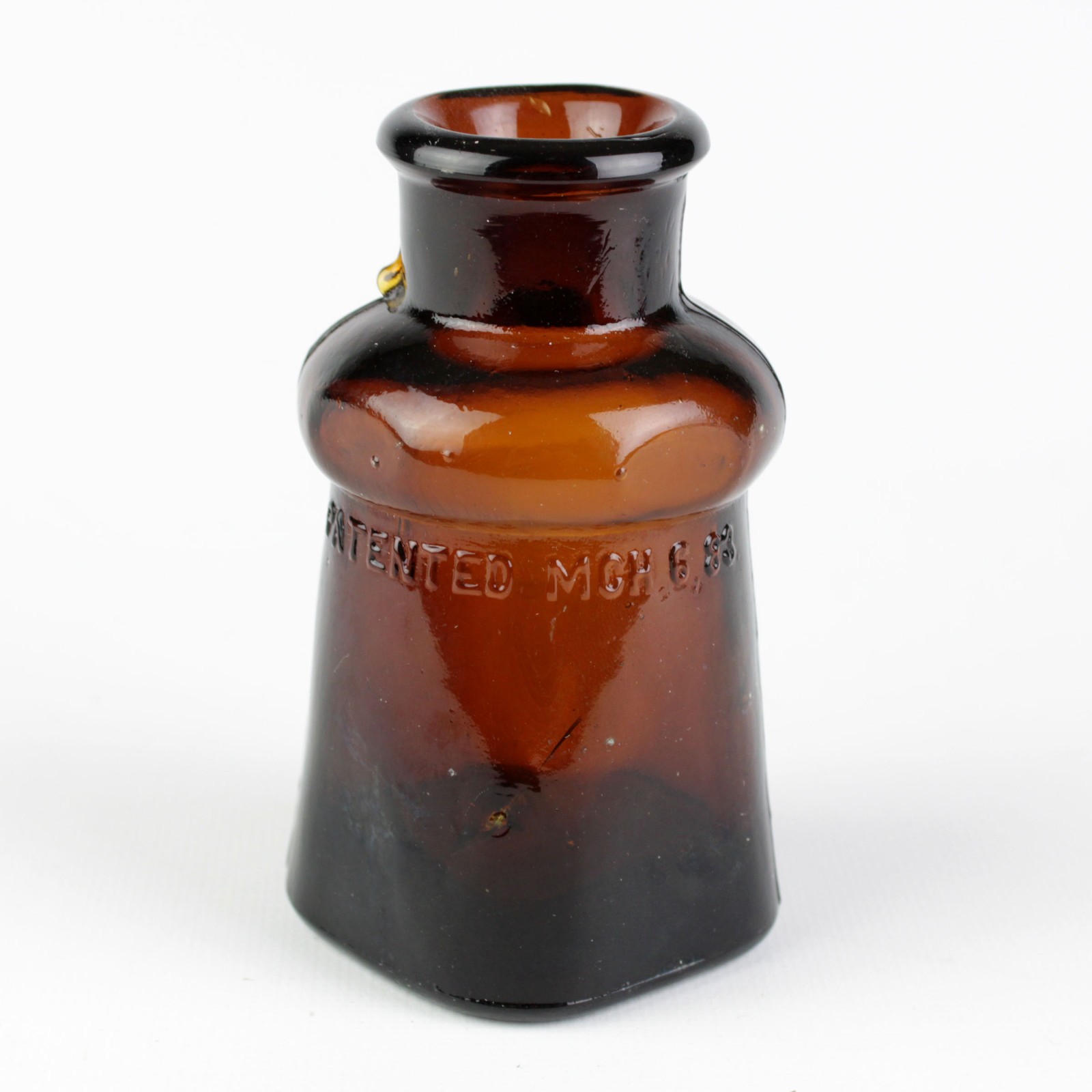 Bixby Dark Amber Olive Tint Master Ink Bottle, Antique c.1883 Shoe Polish, As Is Bixby Dark Amber Olive Tint Master Ink Bottle, Antique c.1883 Shoe Polish, As Is