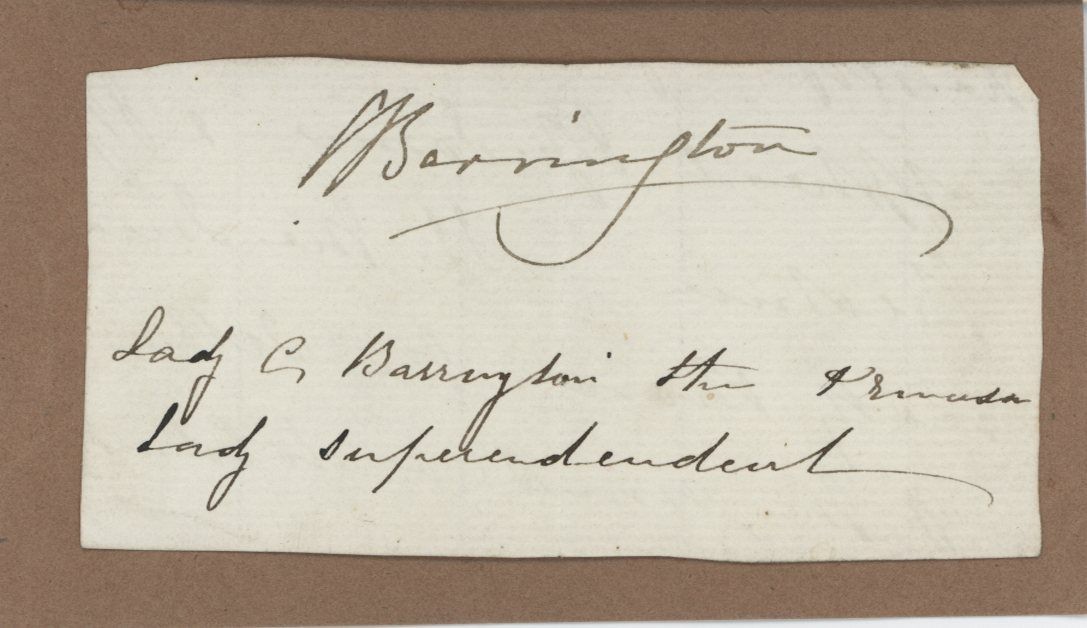 Lady Caroline Barrington-Signed Historical Page (Queen Vic. Lady of Bedchamber)