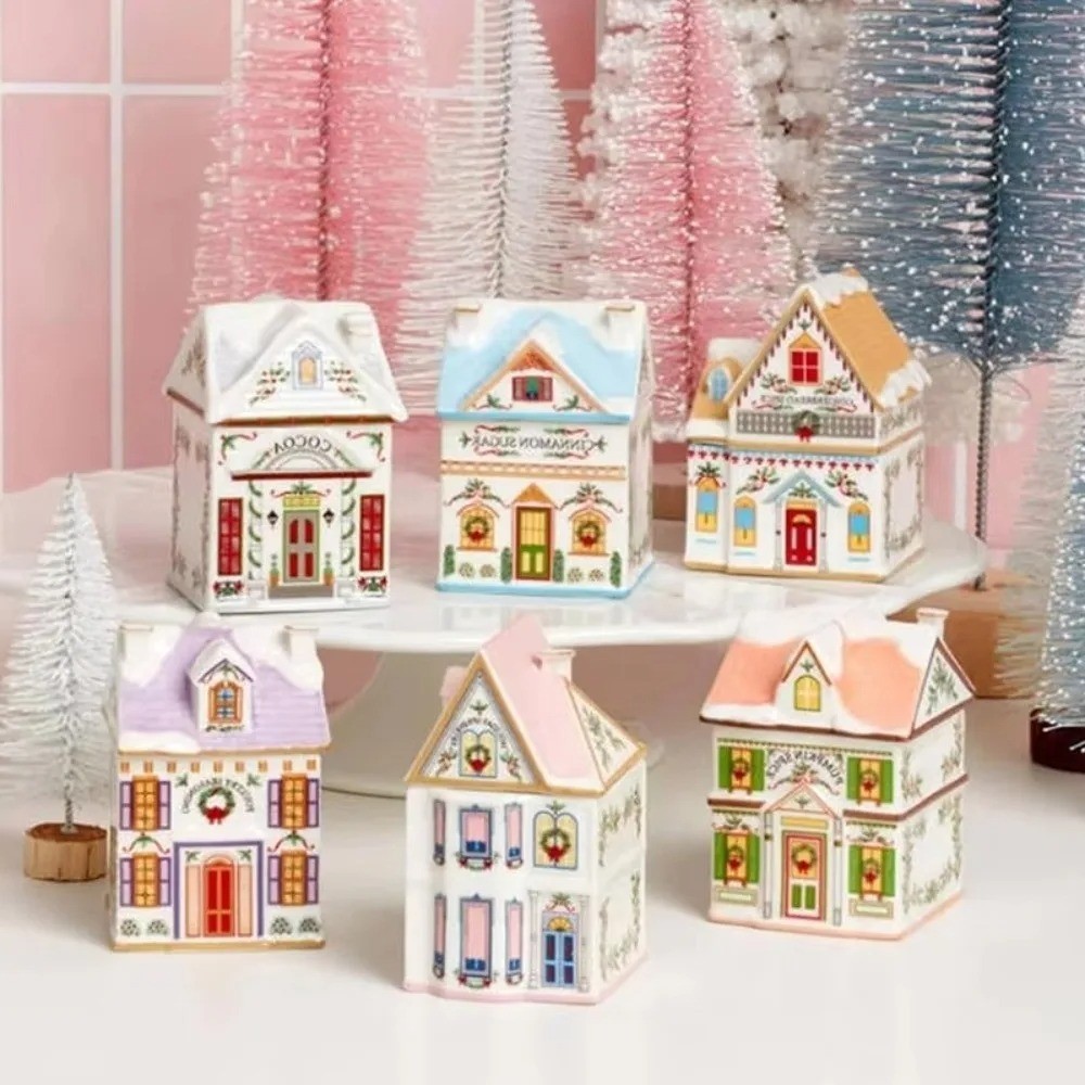 2026 Christmas Village 6 Piece Spice Jar Set Holiday Kitchen Decor