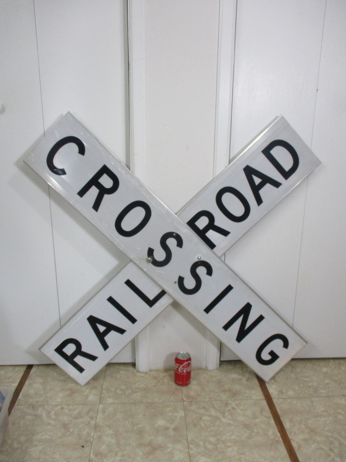 Vtg Rail Road Crossing Reflective Street Traffic Sign Crossbucks 48\