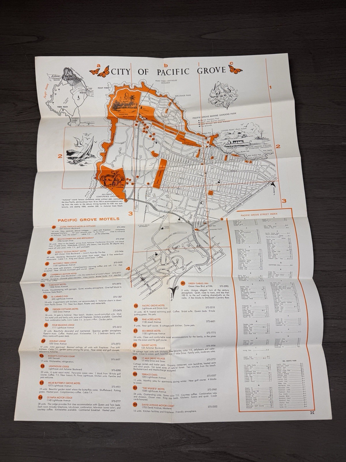Pacific Grove CA Tourist Map Brochure Monterey Peninsula Chamber of Commerce VTG