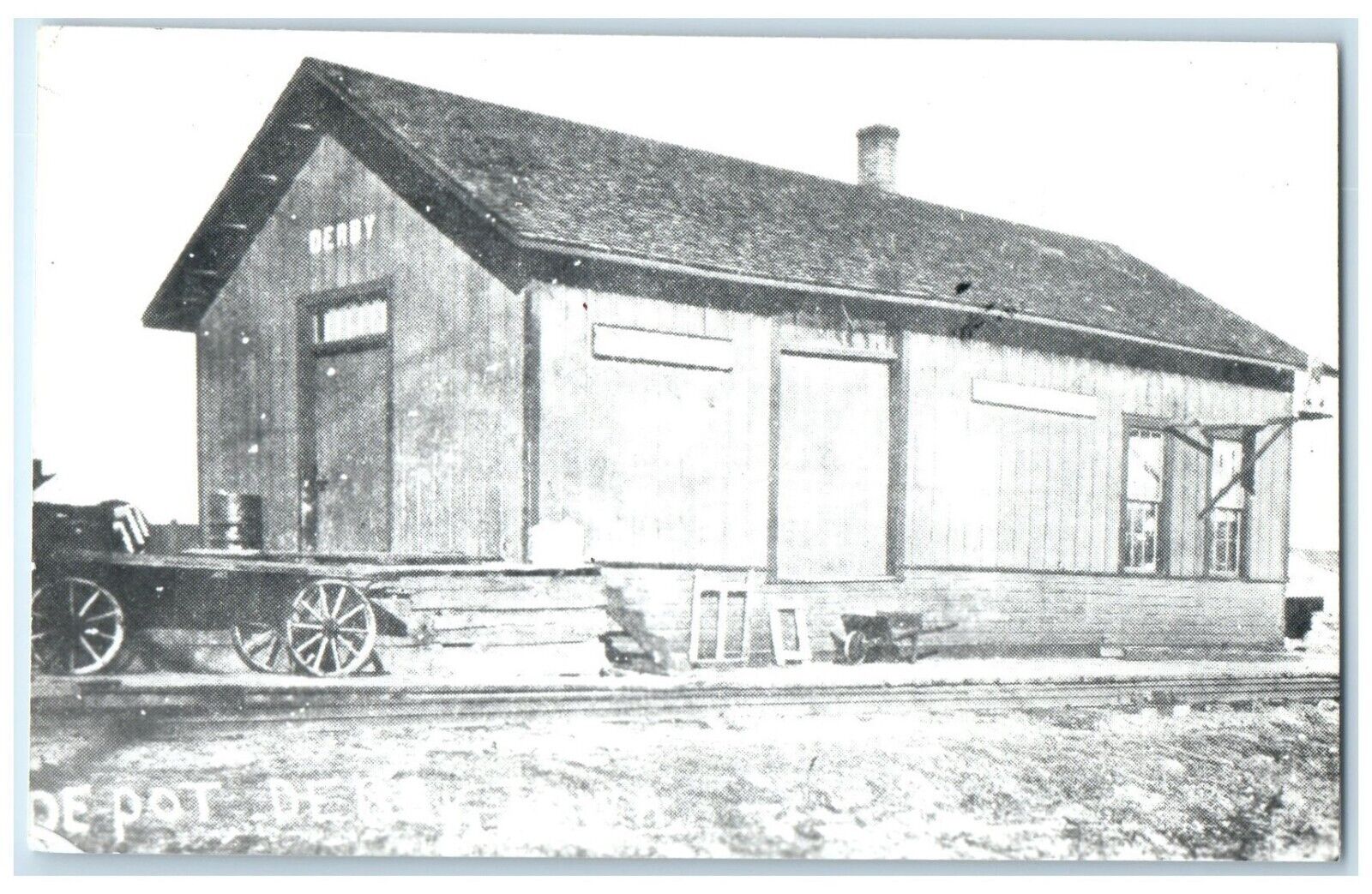 c1960's Depot Derby Iowa Vintage Antique Train Depot Station RPPC Photo Postcard
