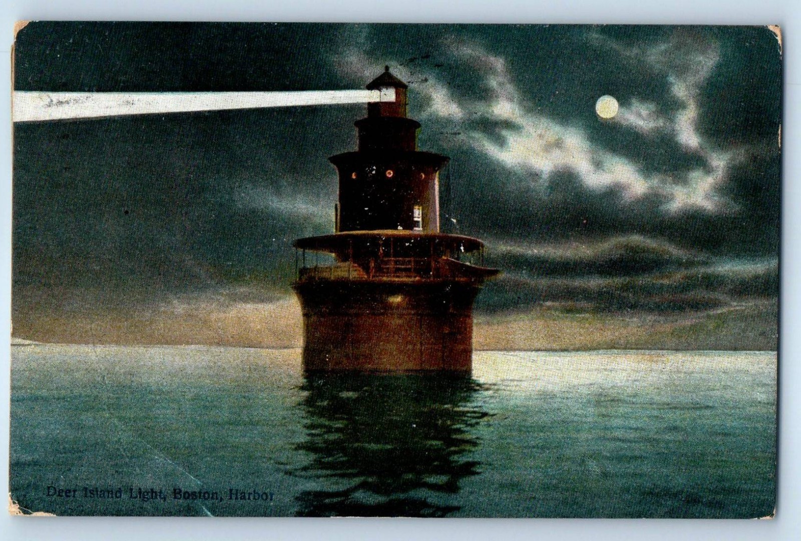 c1910\'s Deer Island Light Boston Harbor Lighthouse Boston Massachusetts Postcard