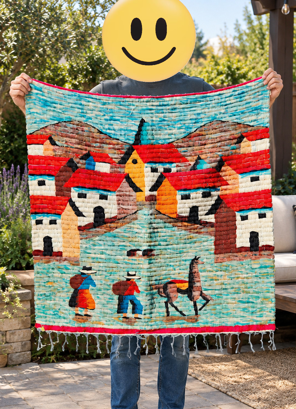 Vintage Peruvian hand-woven wool tapestry 36