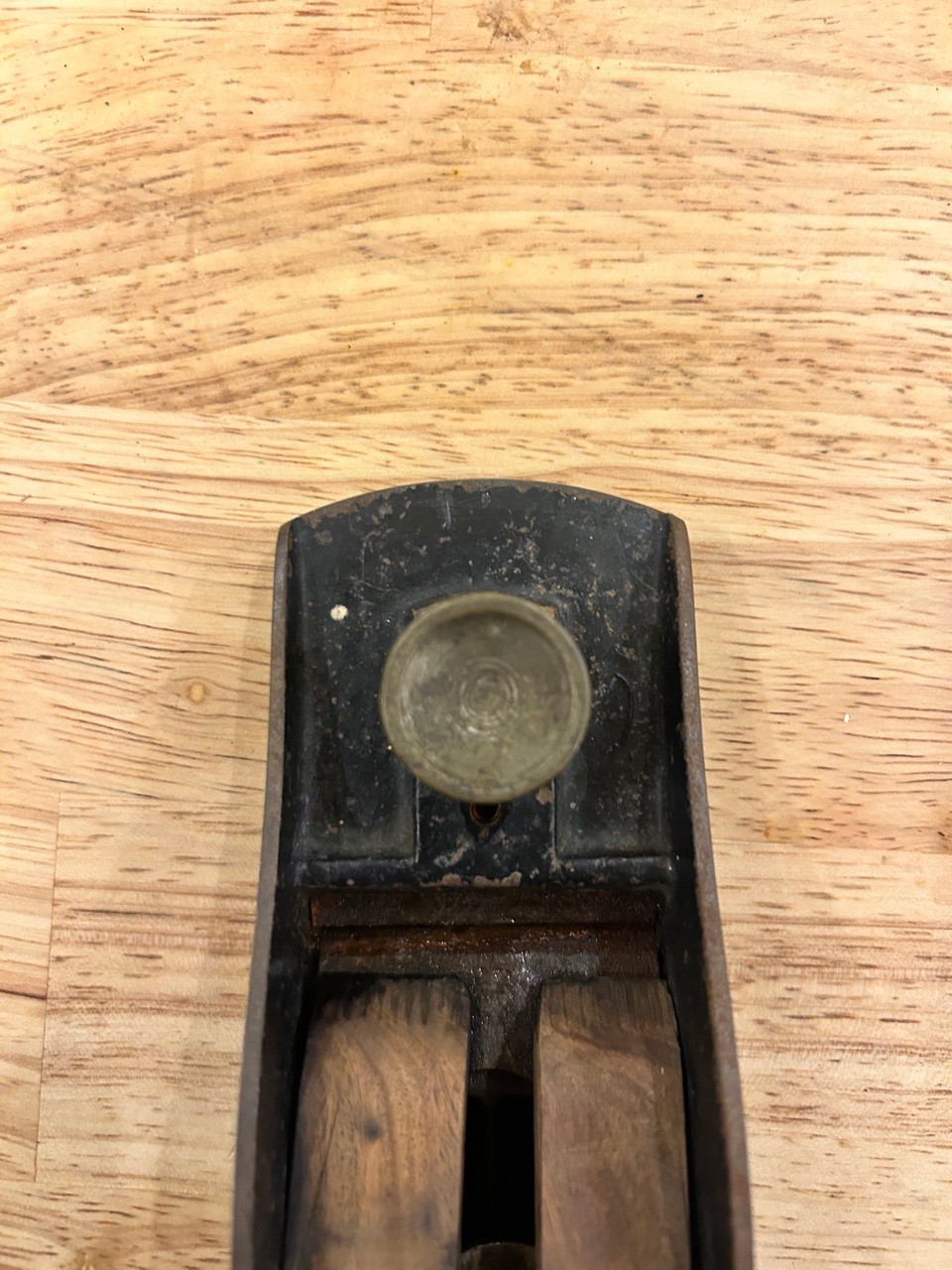 Vintage Block Plane Wood Palm Rest Japanned Cast Iron Unbranded Antique Tool
