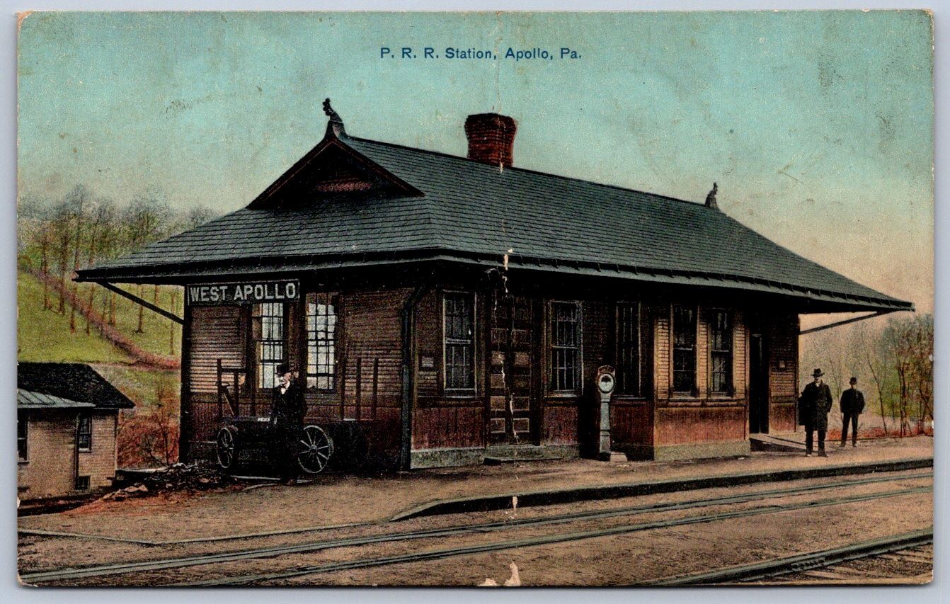 K41/ Apollo Pennsylvania Postcard c1910 Penn Railroad Depot 71