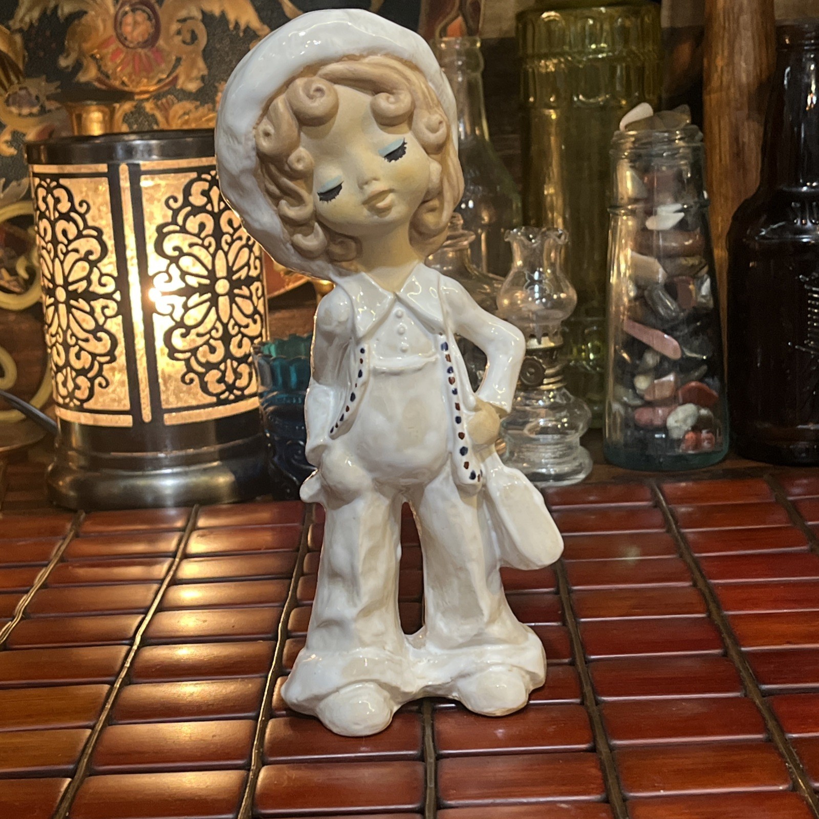 Vintage Hippie Chick Ceramic Figurine