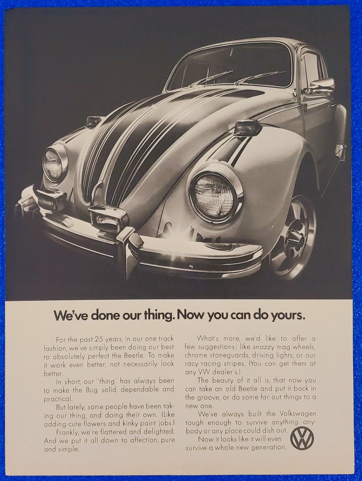 Vintage 1971 Volkswagen Beetle Bug Print Ad VW From Track & Traffic Canadian Mag