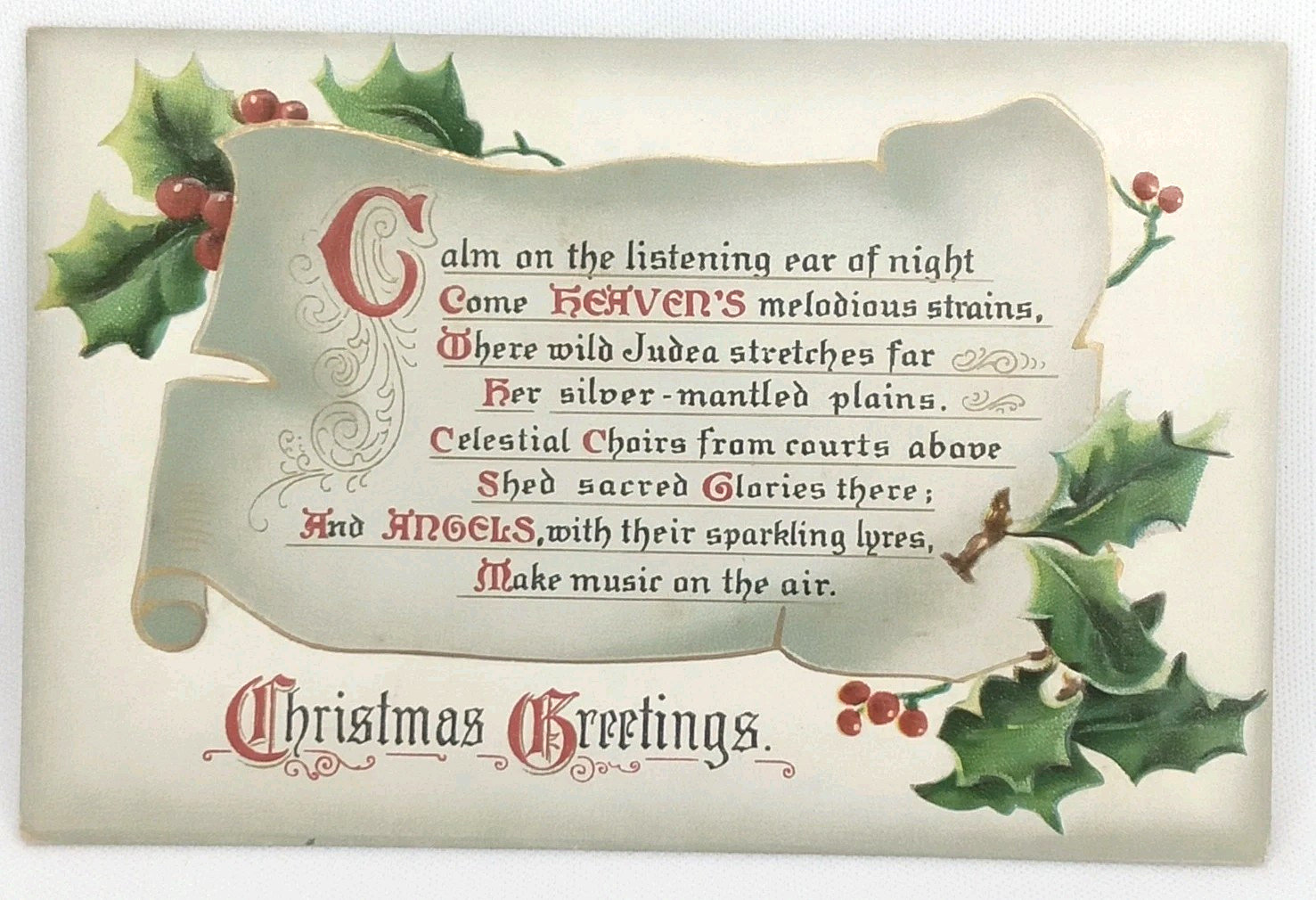Raphael Tuck & Sons Christmas Postcard Antique 1910s Posted Pittsfield Illinois
