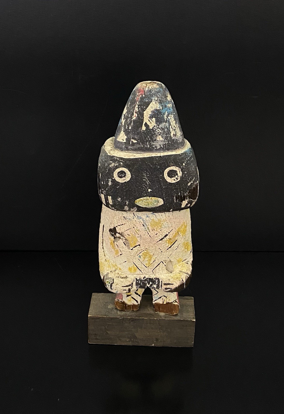 Old Hopi Pueblo Native American Black Multicolor Carved Cotton Wood Kachina Doll