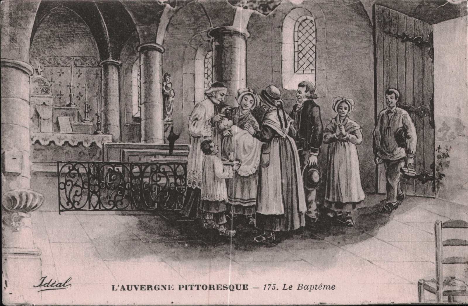Vintage Postcard L\'Auvergne Pittoresque - Baptême Scene - Rare RPPC