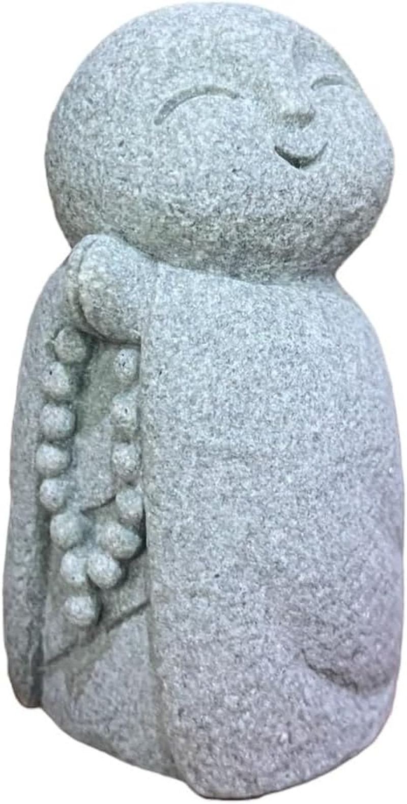 Lucky Japanese Jizo Buddha Happy Smiling Miniature Figurine Sandstone Praying Mo