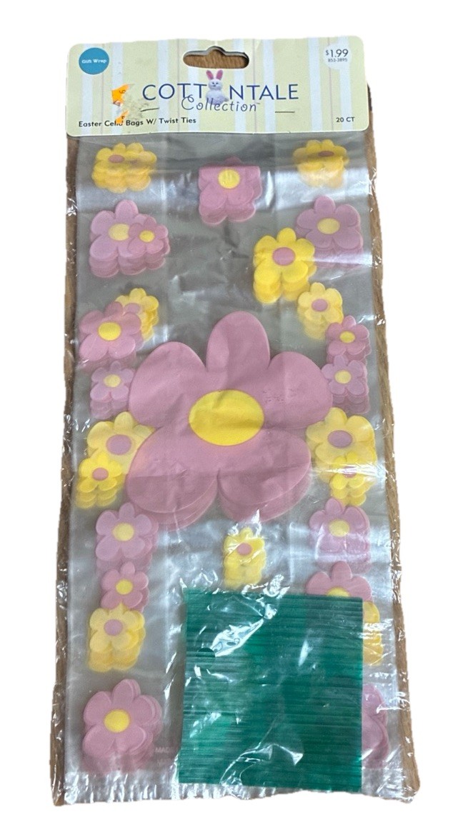 Vintage Easter Party Favor Bags Cottontale Collection Clear Floral 20pc NEW