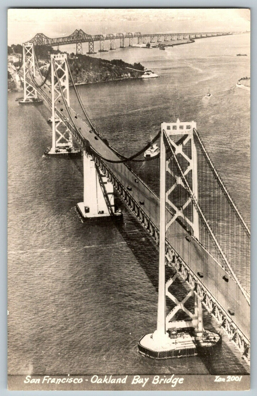 RPPC Vintage Postcard - San Francisco, California - Oakland Bay Bridge