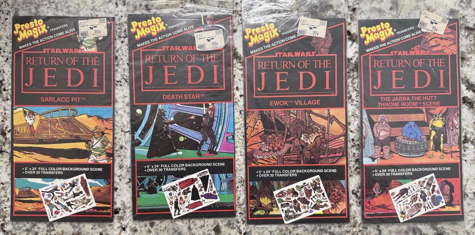 Vintage 1983 Star Wars Return of the Jedi Presto Magix Transfers Sealed Lot of 4