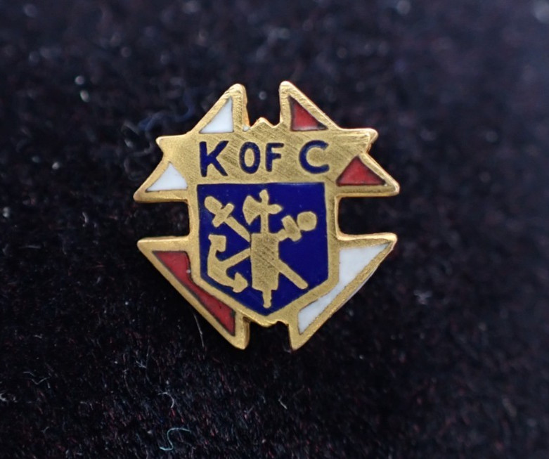 Antique 10k Gold Enamel Knights of Columbus Ring Stone Insert