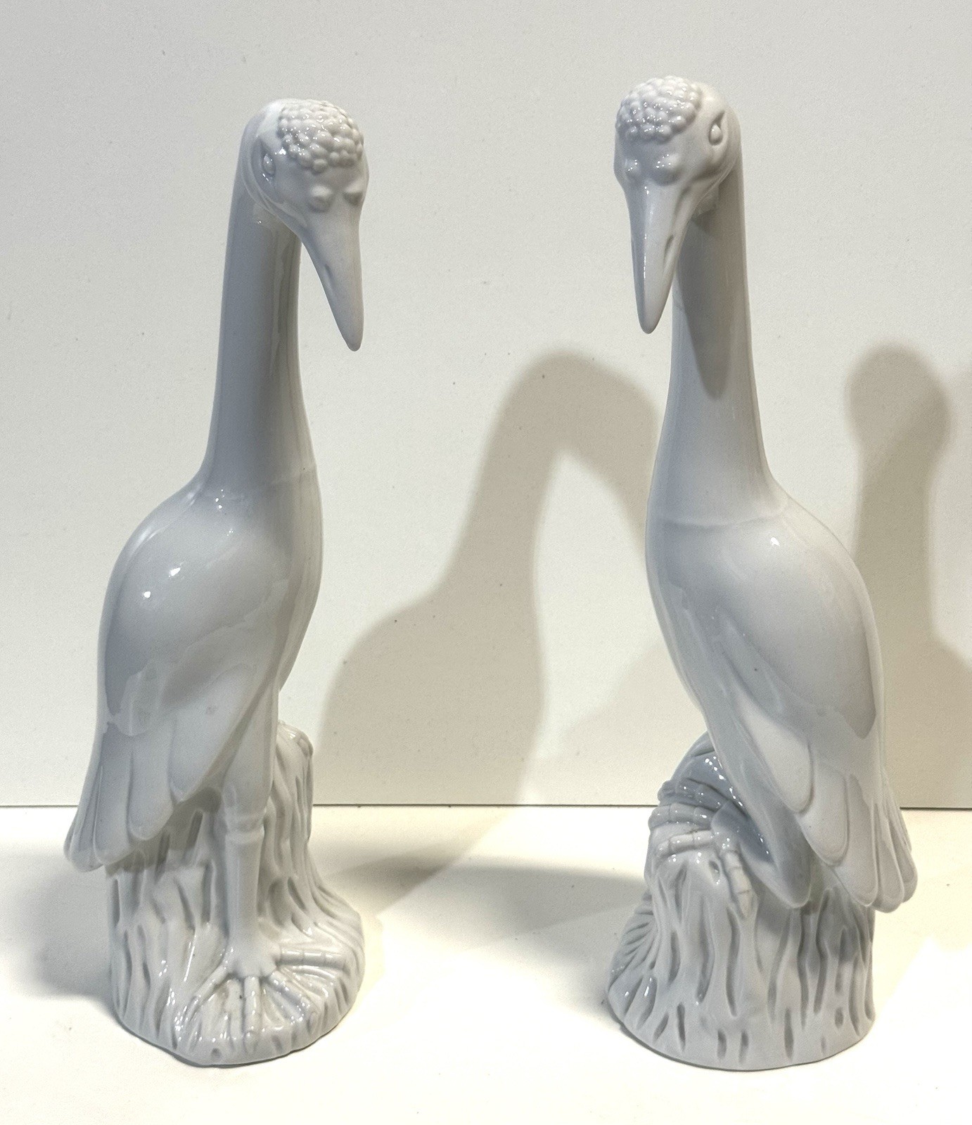 Vintage Antique Pair White Porcelain Water Bird Figures Blanc De Chine France
