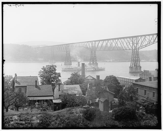 Photo:Poughkeepsie Bridge and Riverboat, Poughkeepsie NY c1906