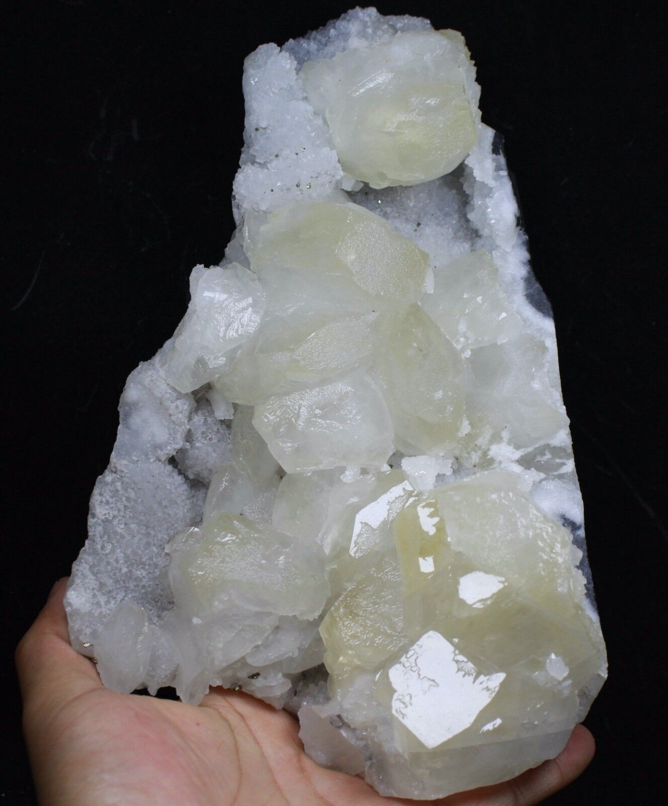 5.21lb Natural Beauty Calcite Cluster Crystal Based on Fluorite Matrix