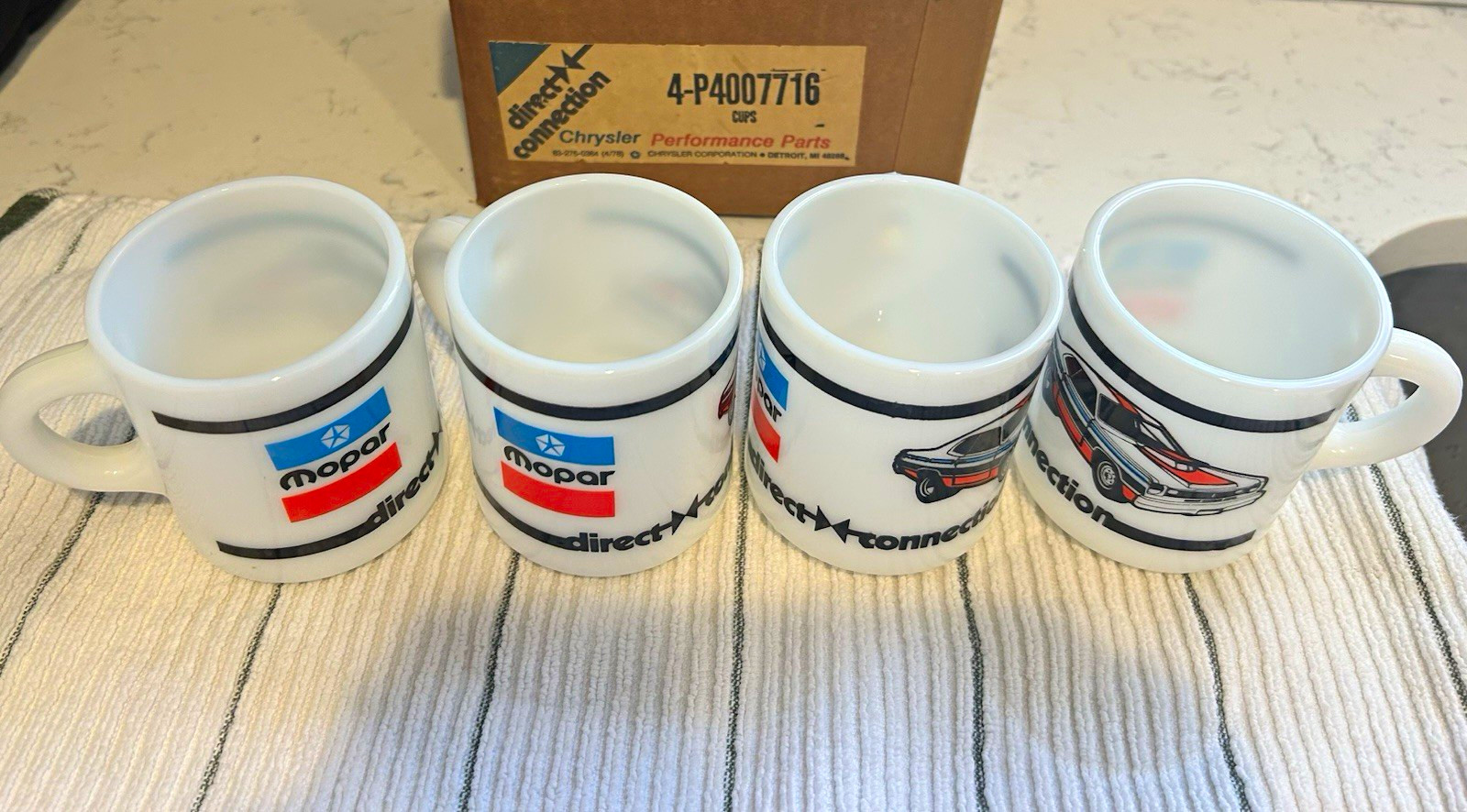 Mopar Direct Connection Chrysler Performance Parts Milk Glass Mug Cup 4/78