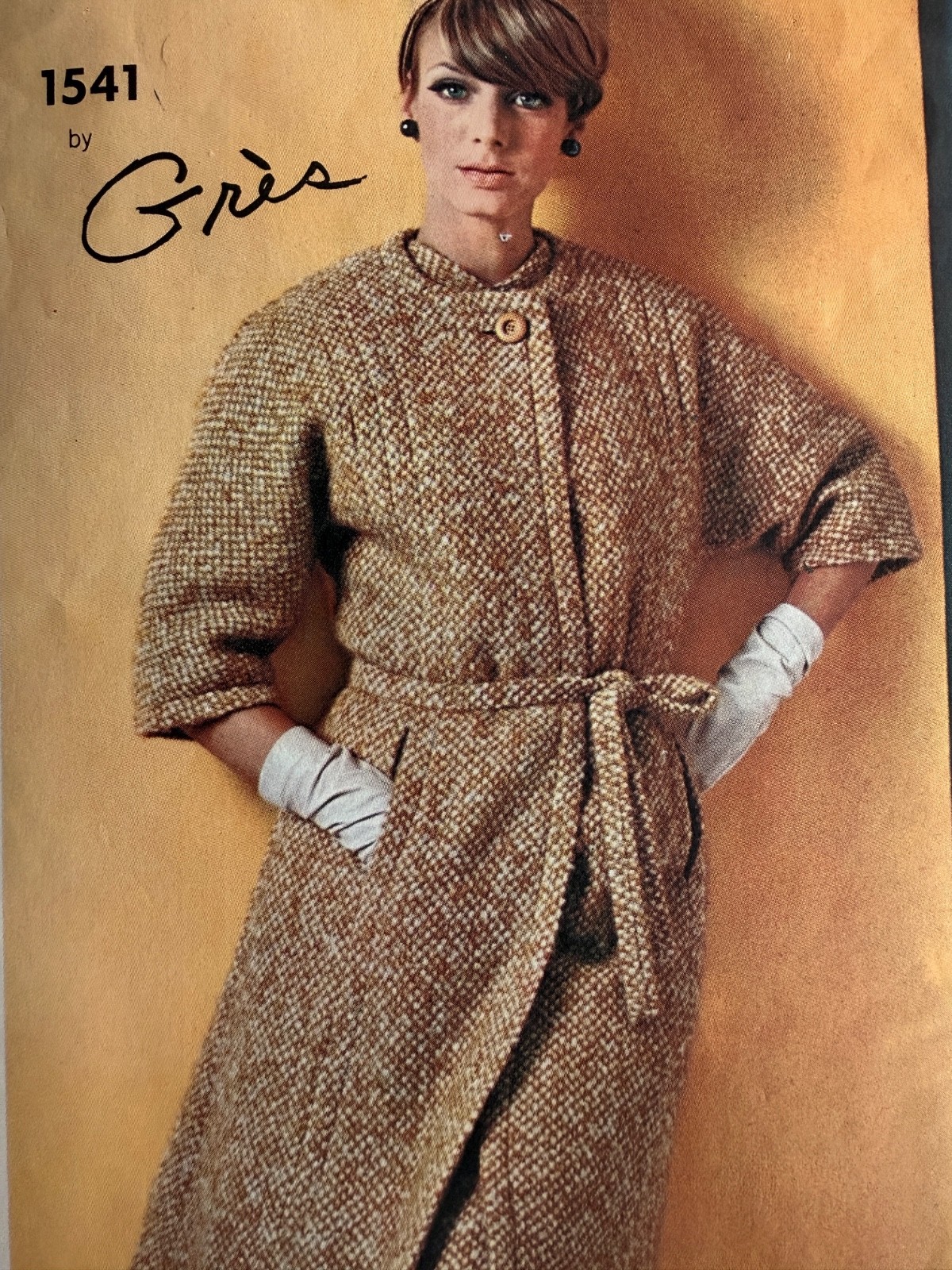 1960's Vogue Paris Original 1541 Grès Coat & Dress Pattern Sz 18, Complete 1960's Vogue Paris Original 1541 Grès Coat & Dress Pattern Sz 18, Complete