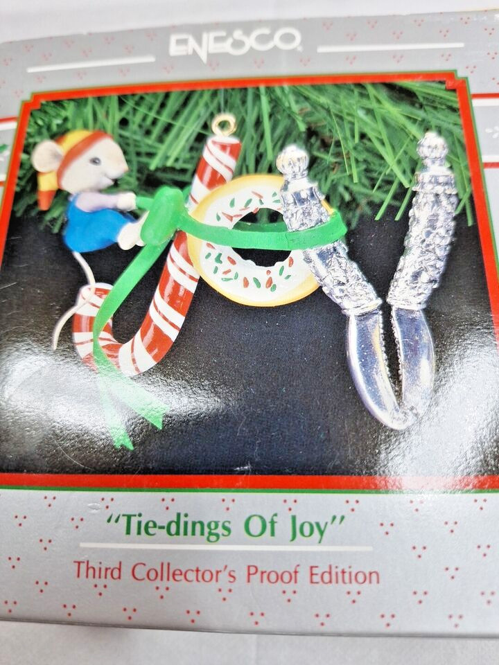ENESCO Christmas Ornament 1991 TIE-DINGS OF JOY 3rd Collectors Proof Ed DV110