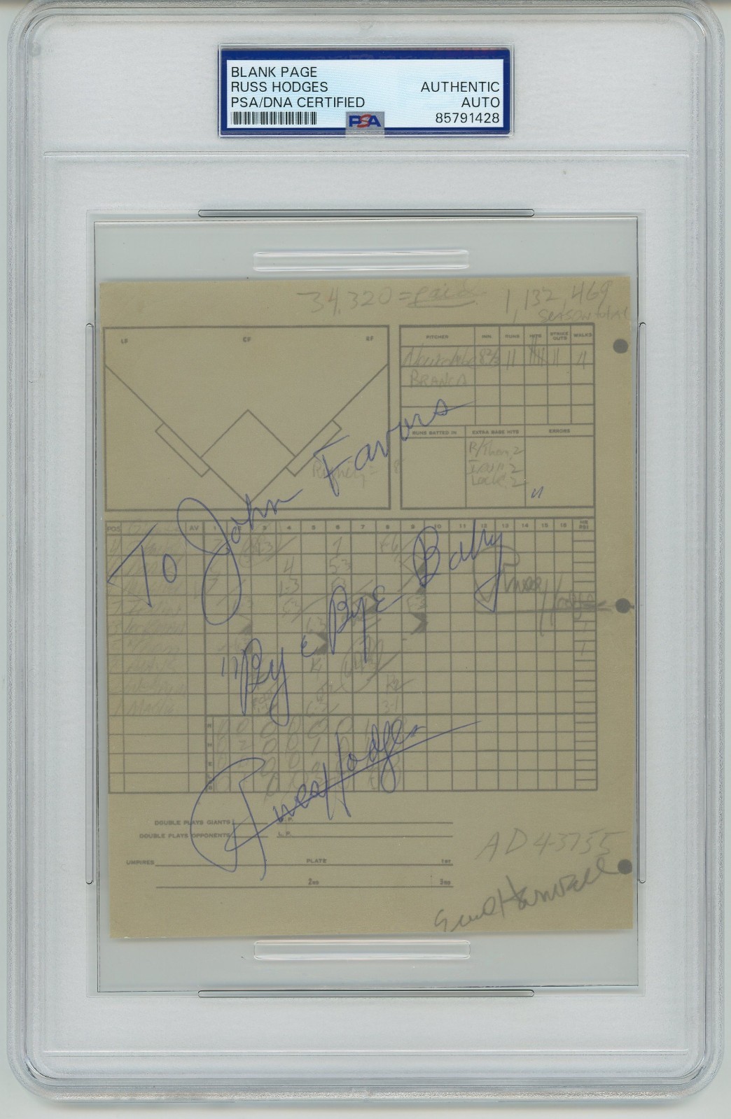 Russ Hodges ~ Signed Autographed 