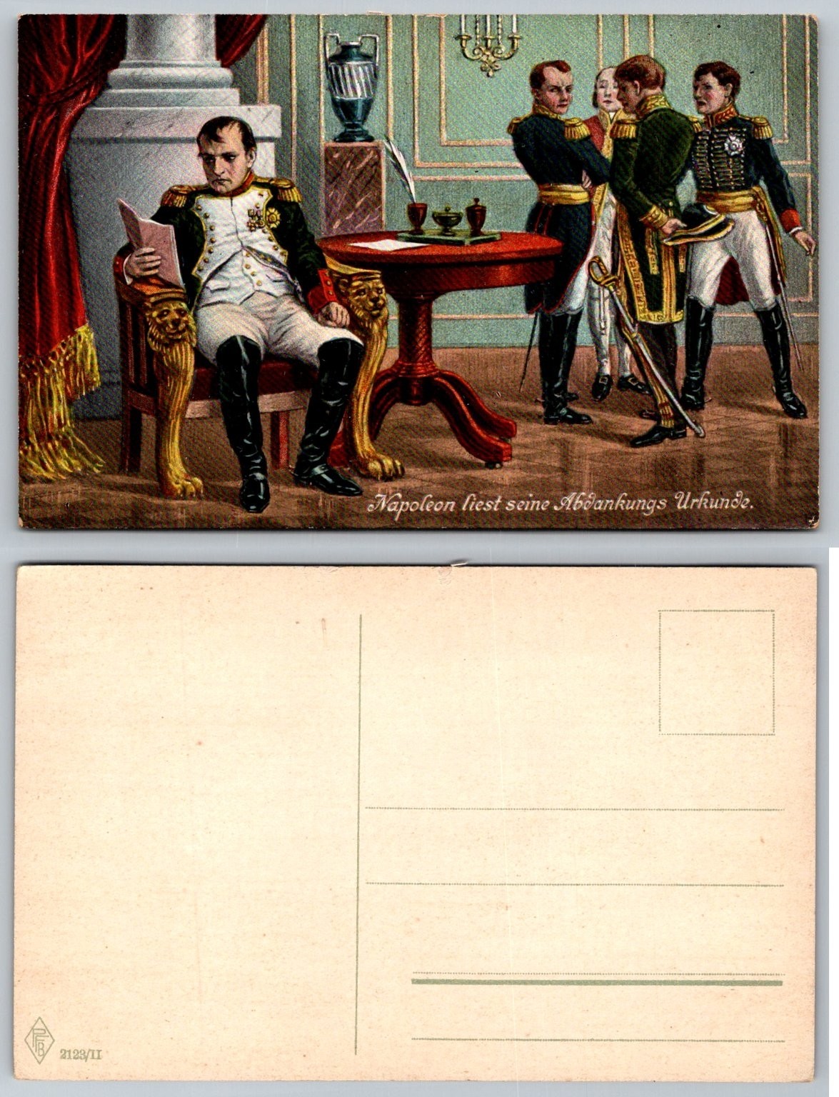 Vintage Napoleon Abdication Postcard - Historical German Art Lithograph