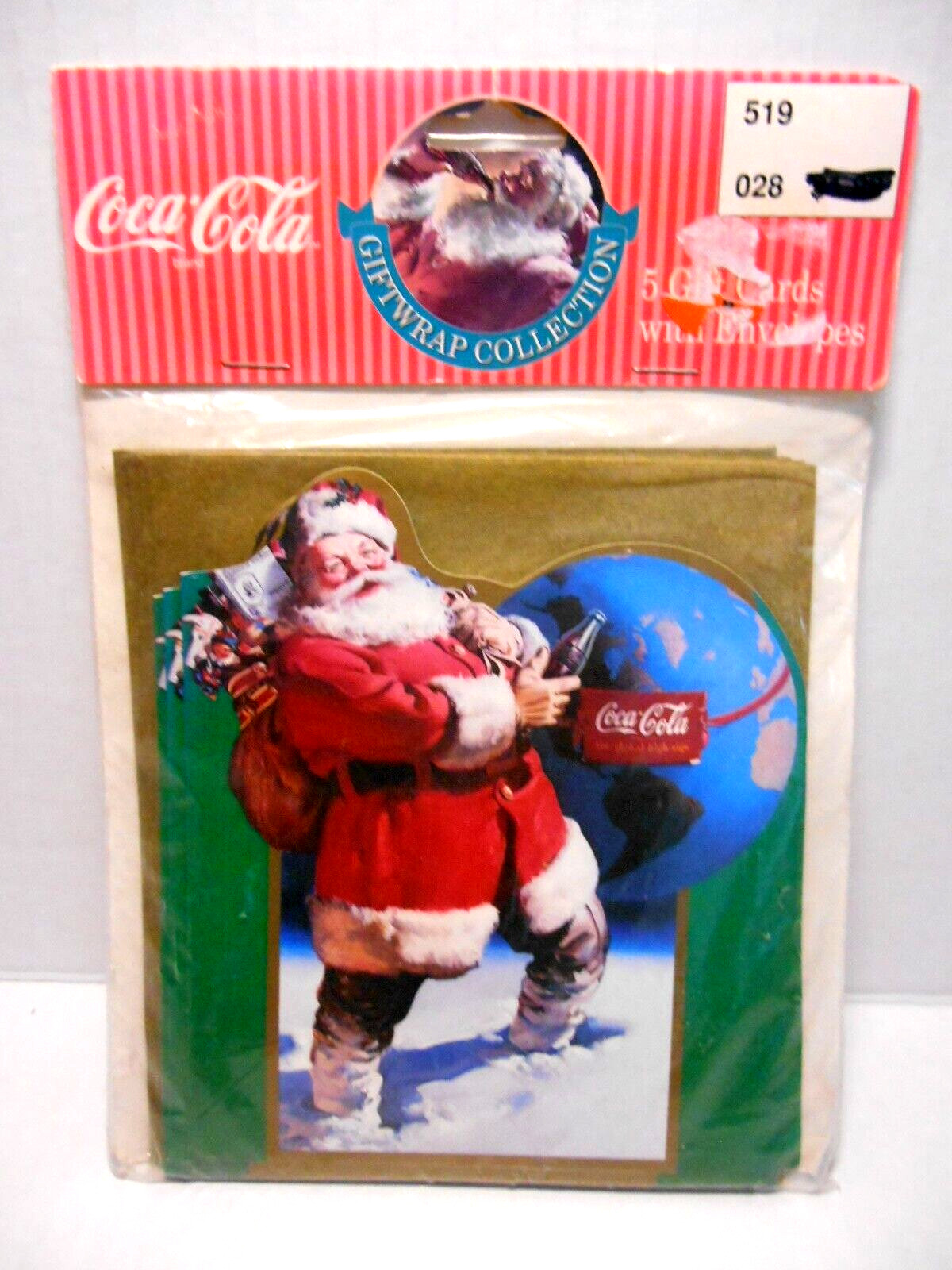 5 VTG 1993 Coca-Cola AROUND the WORLD SANTA Gift Greeting Cards Christmas USA