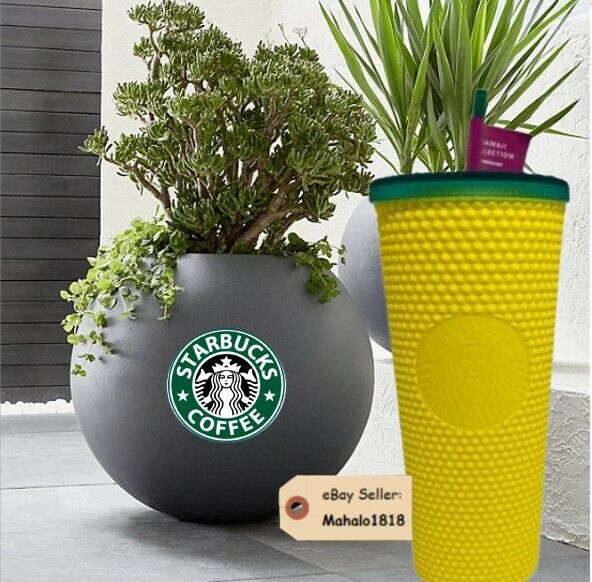 ✨🍍NEW Studded Pineapple yellow Tumbler 24oz Cup Double Wall Starbucks Hawaii