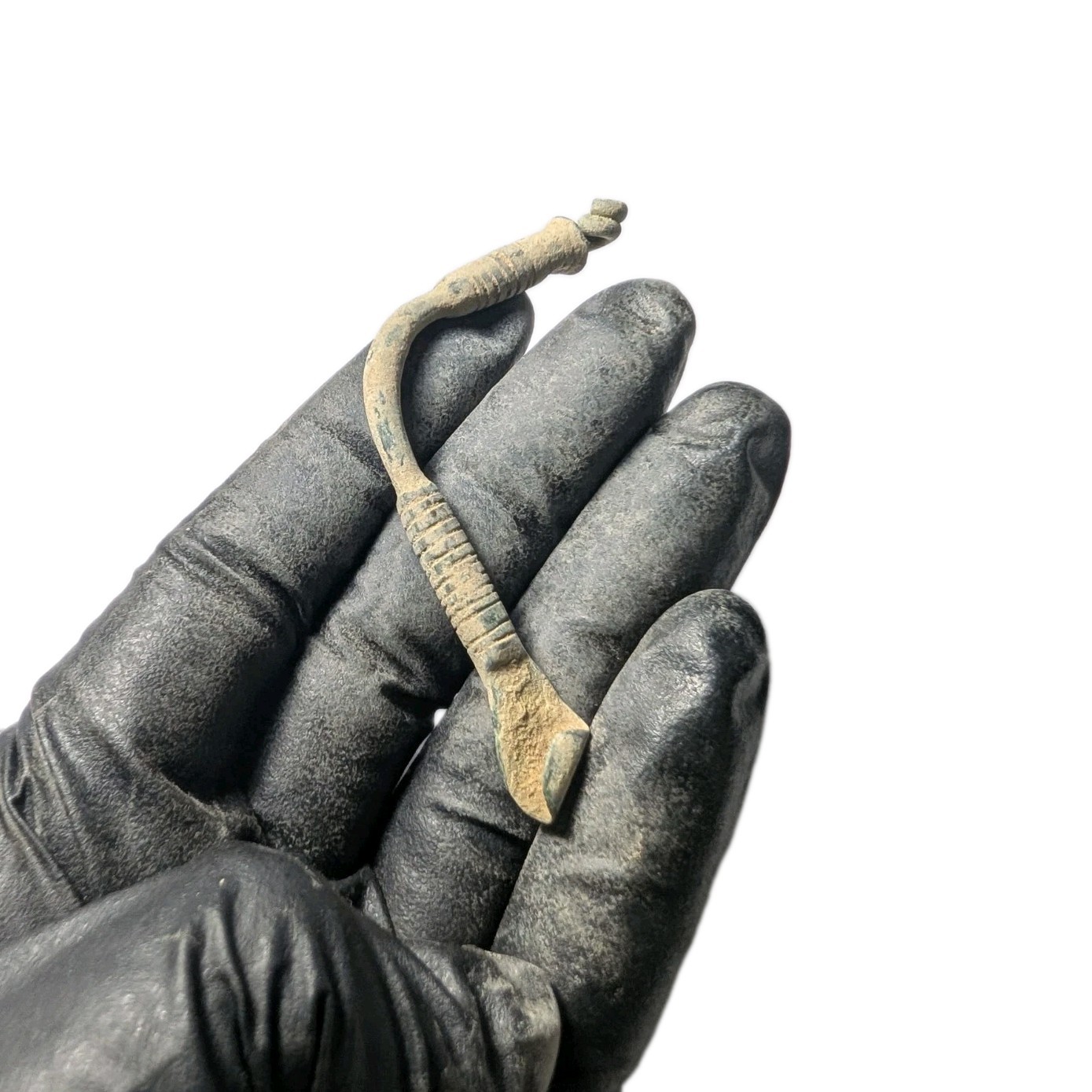 Ancient Hellenistic Bronze Knee Bow Fibula Brooch 65mm c. 300-50 BC COA