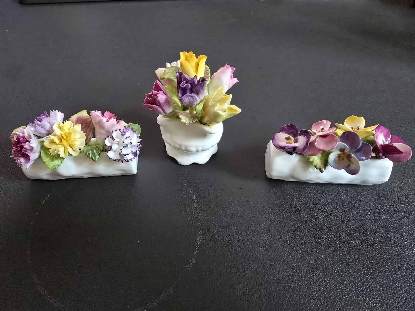Vtg 3 Pieces COALPORT England Mini China Boquet Flowers