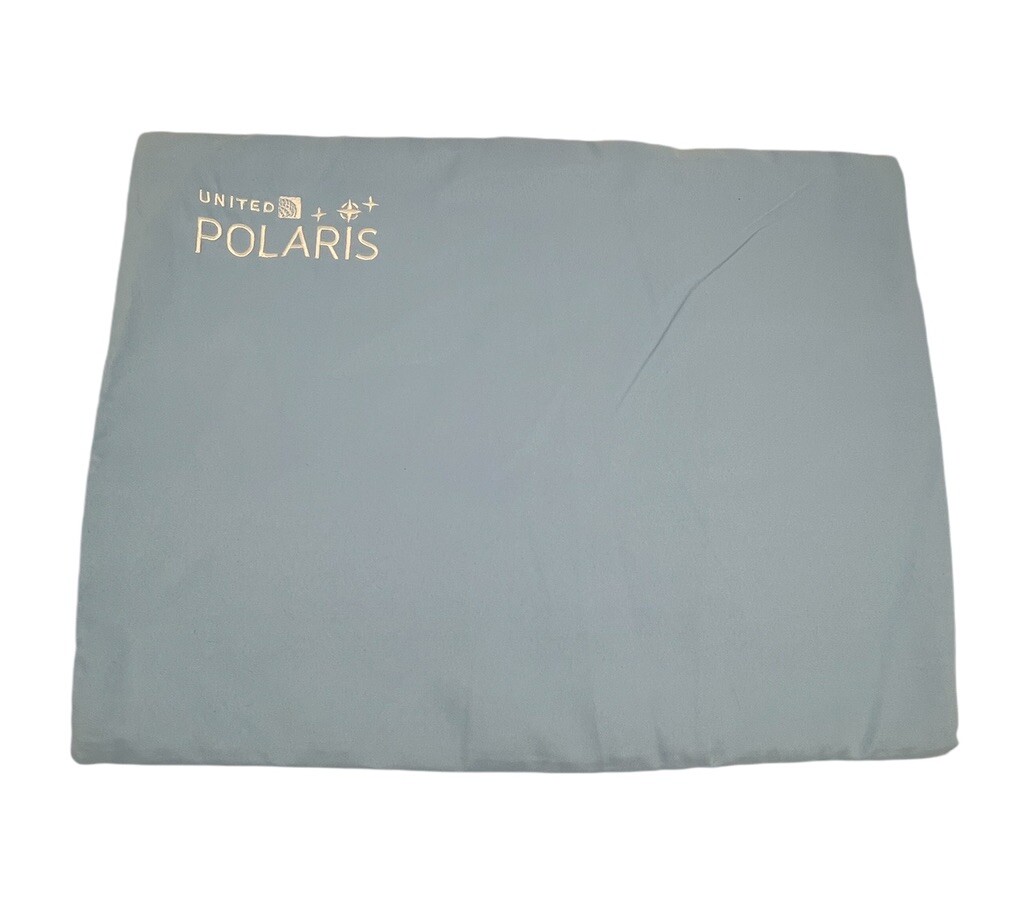 United Airlines Polaris Embroidered Logo Blue Travel Size Pillow Pillowcase New