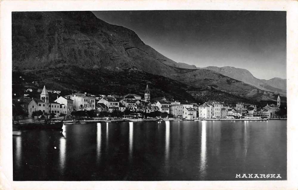 Makarska Croatia Birds Eye View Real Photo Antique Postcard J65979