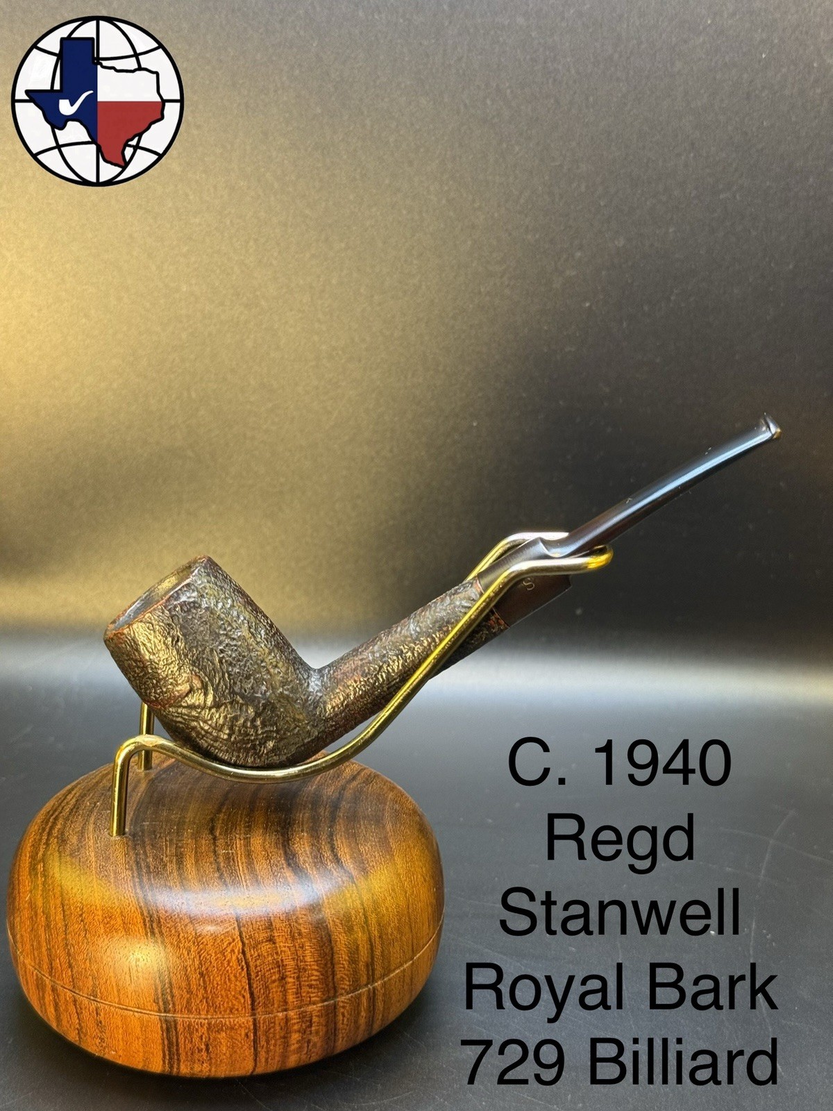 Vintage C. 1940 Regd Stanwell Royal Bark 729 Billiard Tobacco Pipe