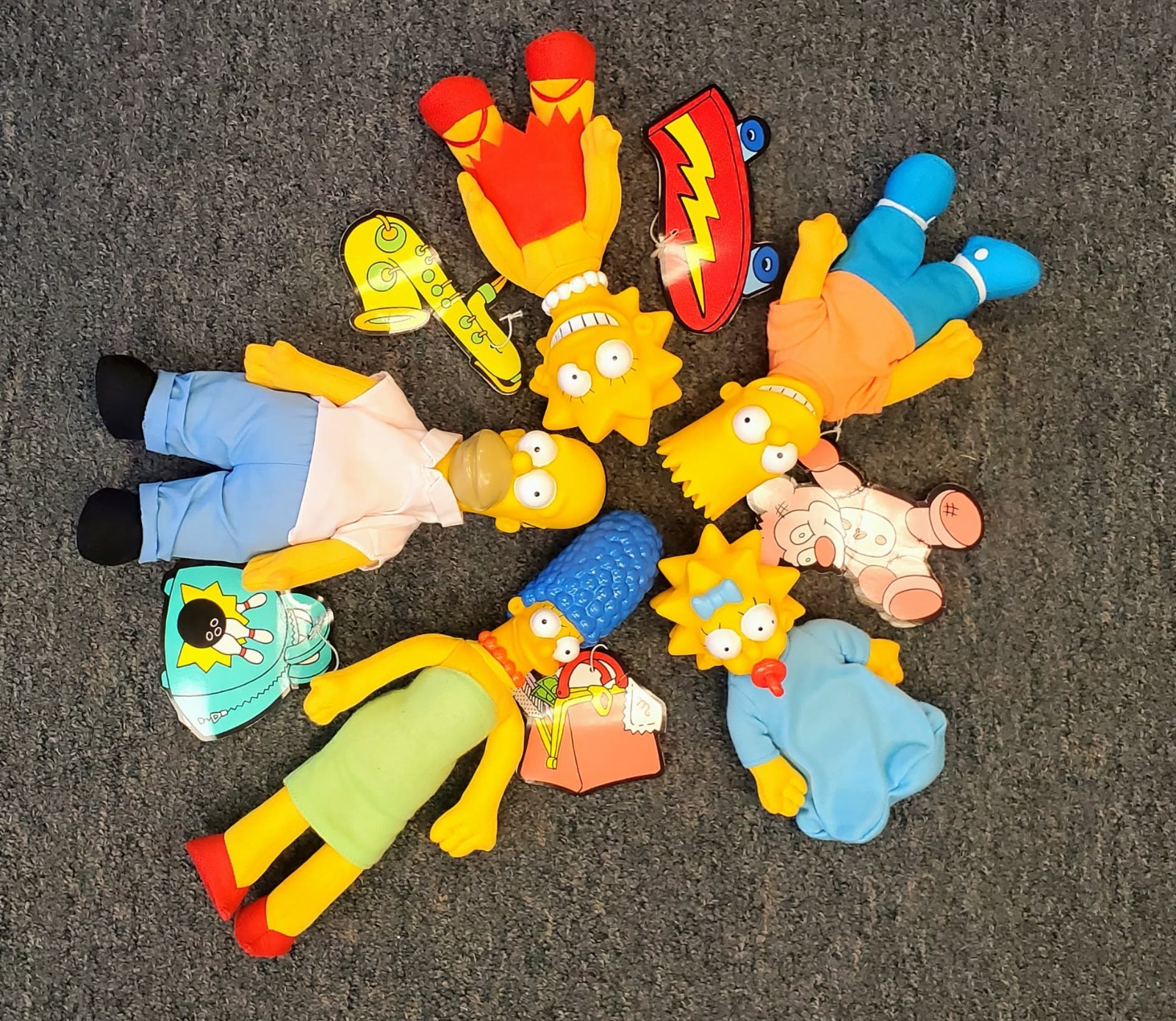 VINTAGE 1990 BURGER KING THE SIMPSONS PLUSH DOLL SET OF 5- WHOLE FAMILY