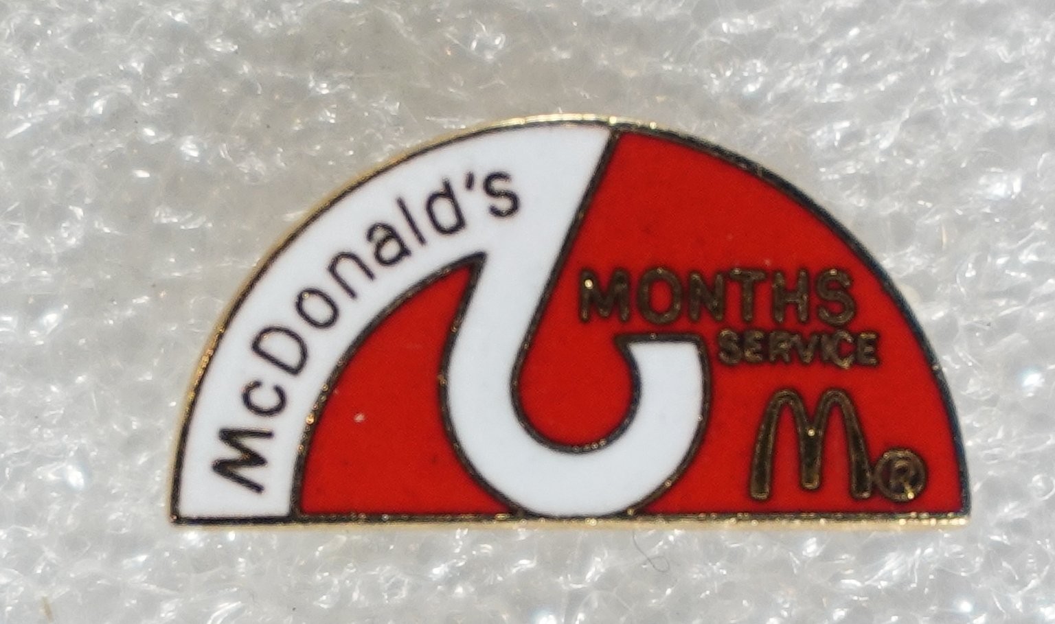 McDonald\'s Pinback Button 6 Months Service Employee Award Approx 18mm Wide McDonald\'s Pinback Button 6 Months Service Employee Award Approx 18mm Wide