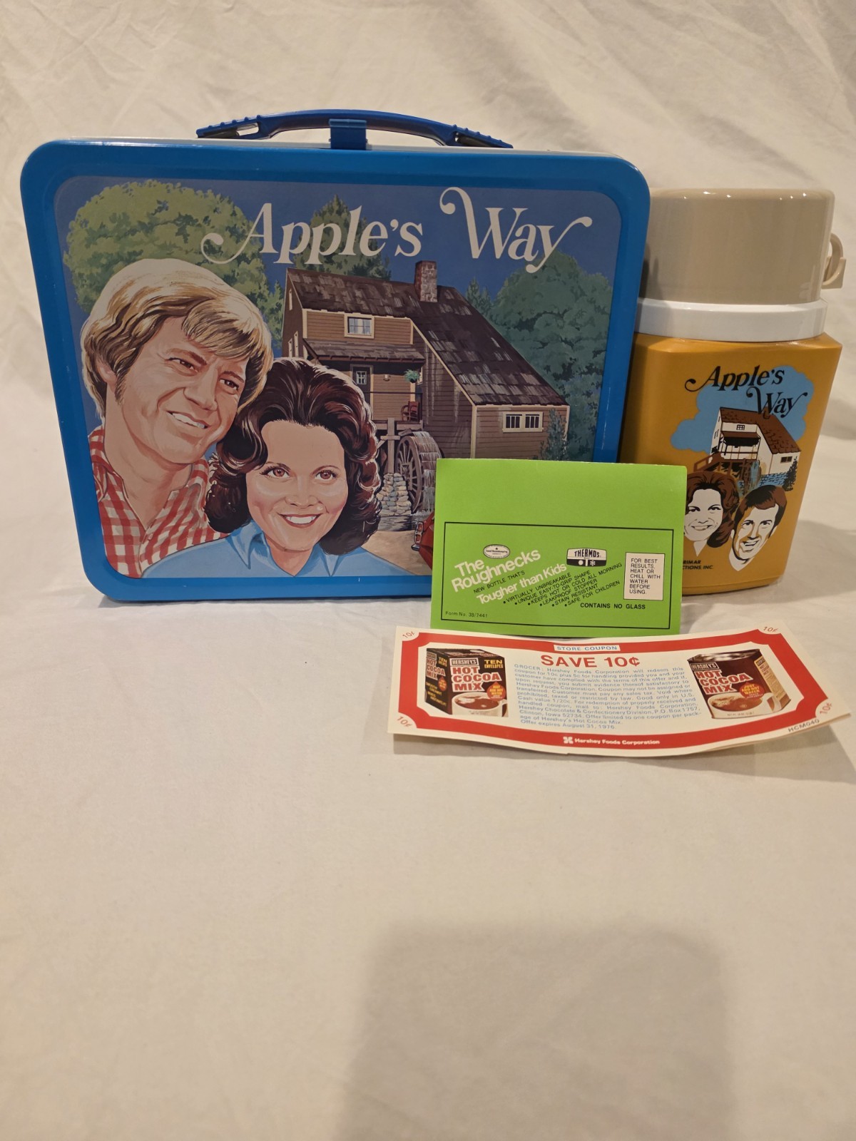 Rare Nr Mint Vintage 1975 Apple\'s Way Collectible Metal Lunchbox & Thermos
