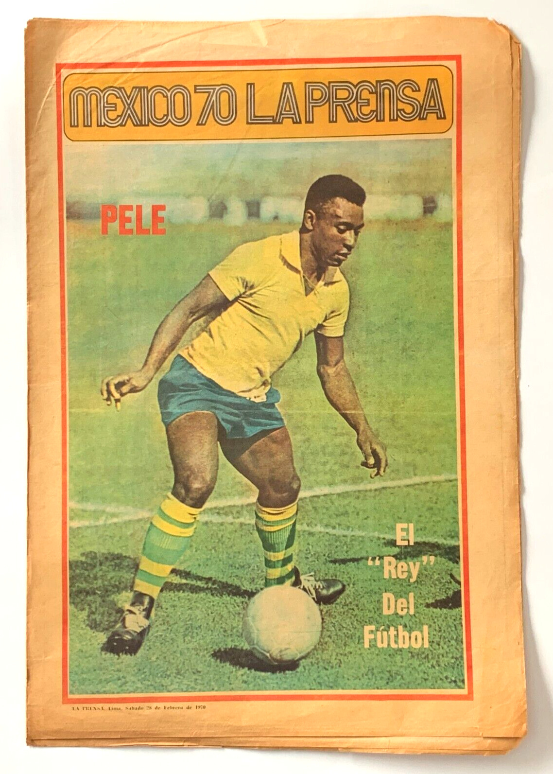1970 Vintage La Prensa Newspaper Mexico World Cup Ax PELE Cover PERU Edition VTG