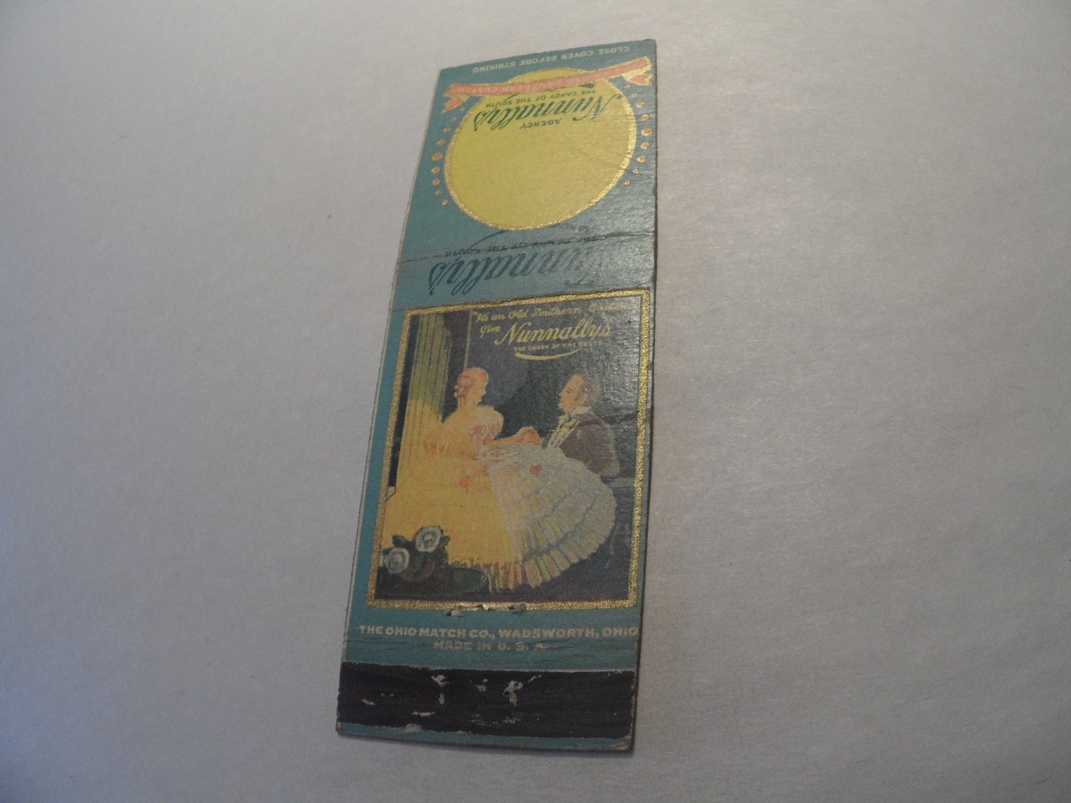 Nunnally\'s Candy Southern Custom Vintage 1930s Art Matchbook