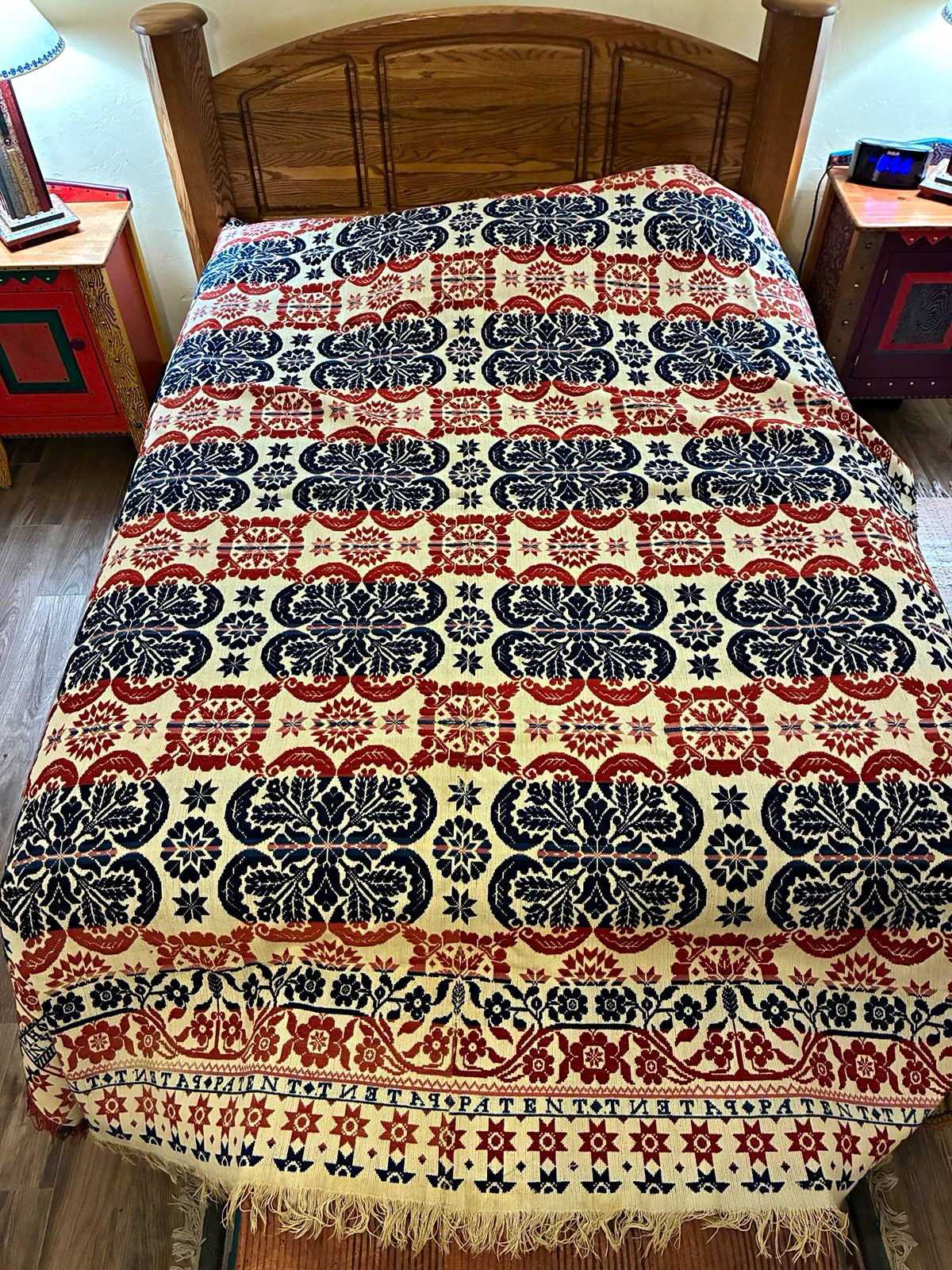 1842 Antique PA Jacquard Coverlet Martin Hoke York Pennsylvania Woven Textile