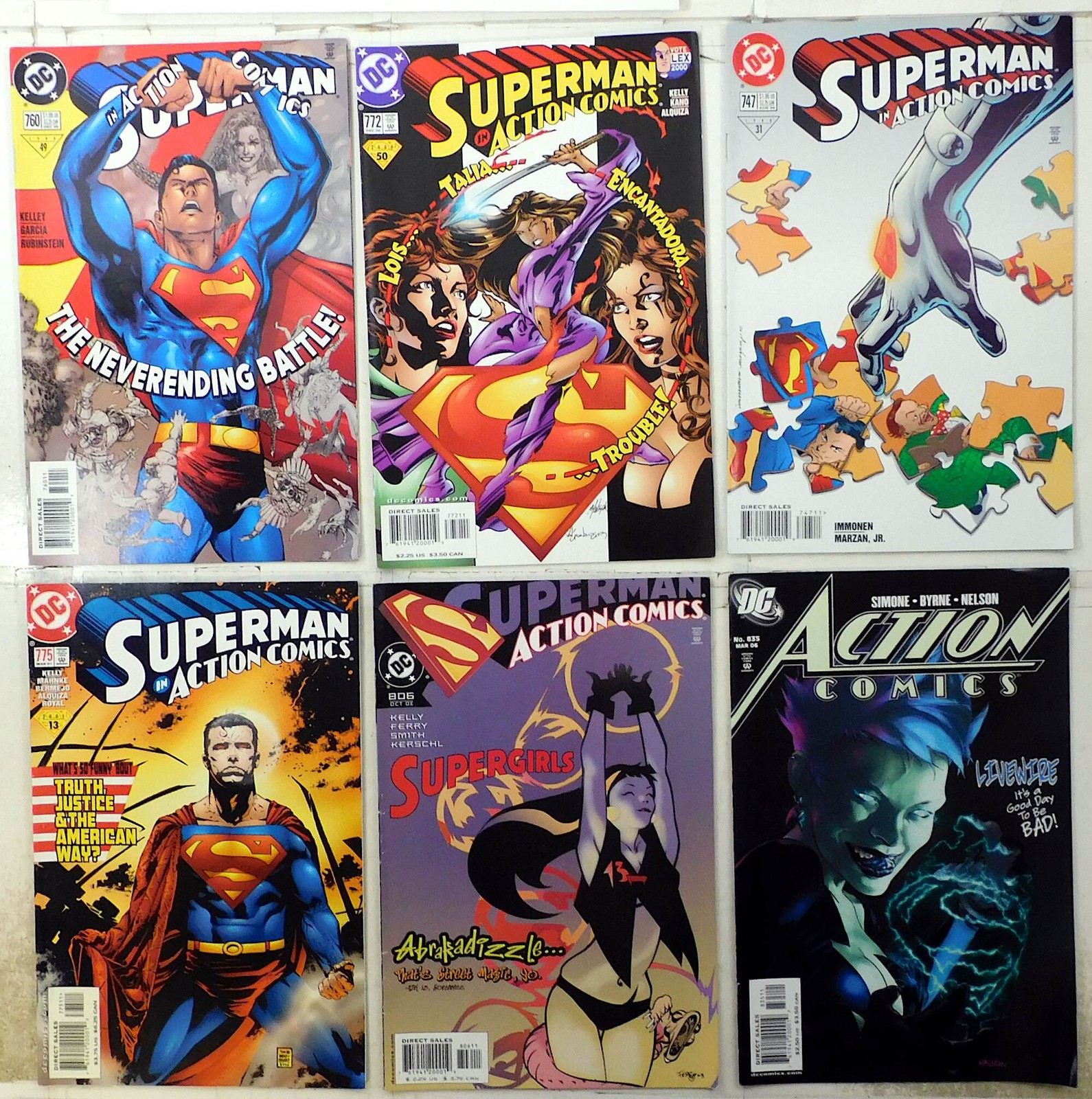 Action Comics Lot 6 #760, 772, 747, 775, 806, 835 2003 DC Superman 1st Print Action Comics Lot 6 #760, 772, 747, 775, 806, 835 2003 DC Superman 1st Print