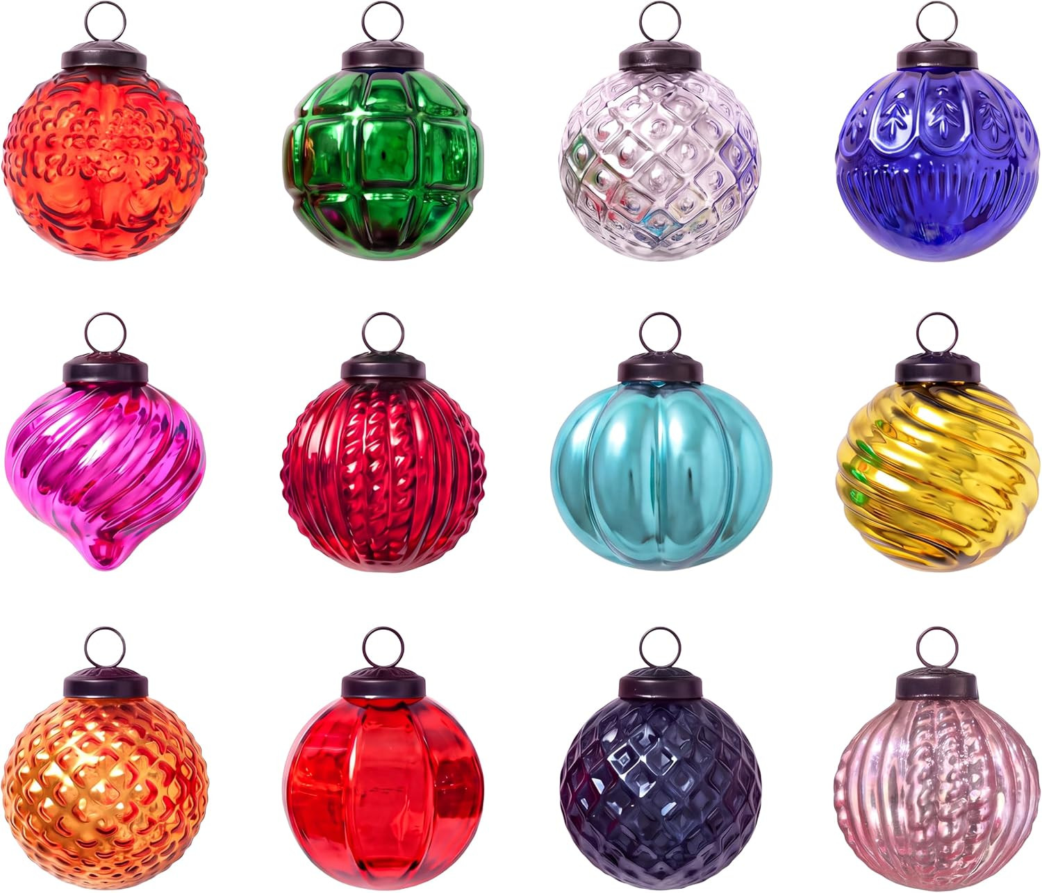 Indianshelf 12 Vintage Glass Christmas Ornaments for Tree, 2 Inch Balls Indianshelf 12 Vintage Glass Christmas Ornaments for Tree, 2 Inch Balls