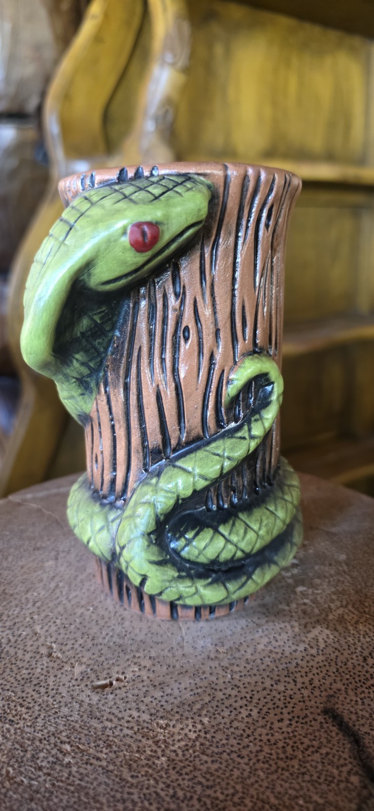 Green Cobra\'s Fang Tiki Mug snake ceramic 