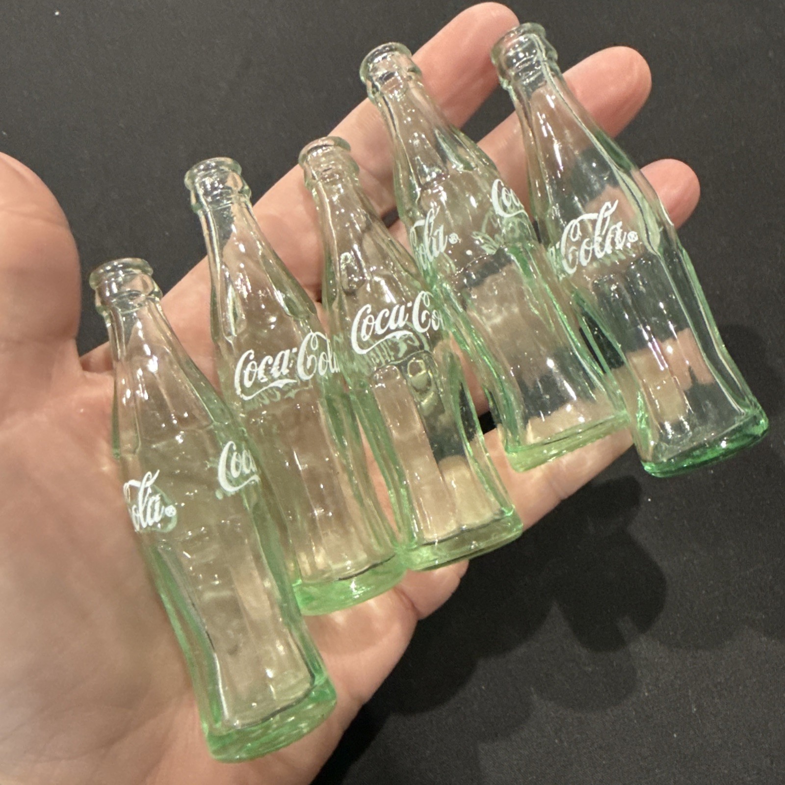 Lot of 5 Vintage  Coca-Cola COKE Miniature Glass Bottles 3”