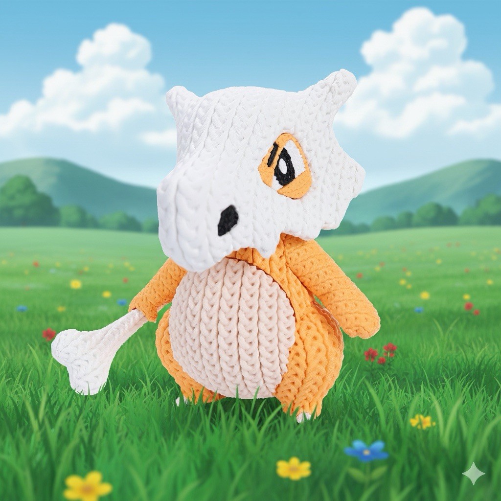 Cubone Fan Art Crochet Style 3D Printed Figure PLA Non-Toxic 8” by 3Dvibbles