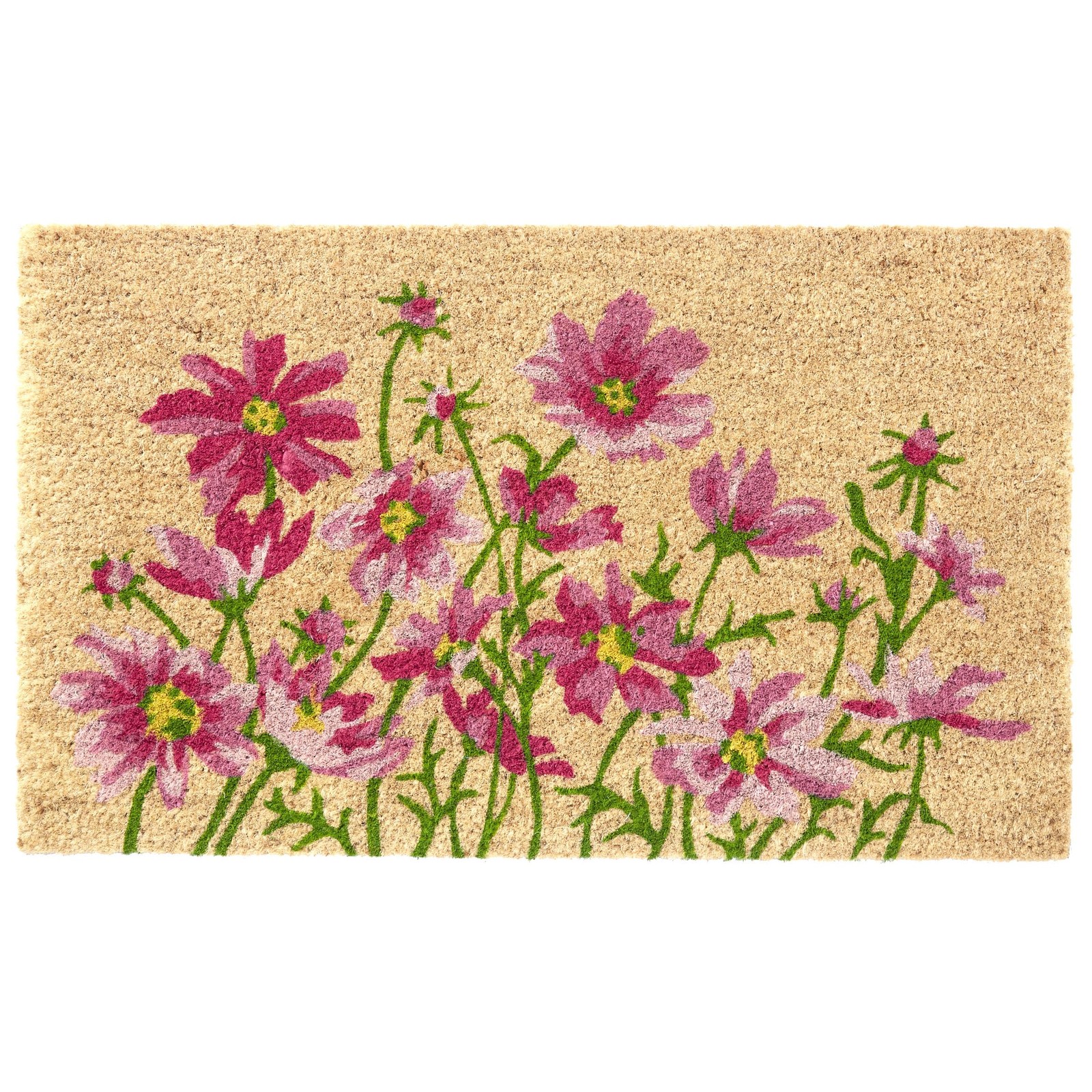 HF Cosmos Bouquet Coir Doormat 18x30 PVC Back Sustainable, 18 x 30 inches
